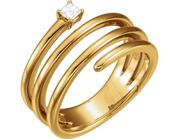 Diamond Spiral Wrap Ring, 14k Yellow Gold (.1 Ctw,GH Color, I1 Clarity) Size 6