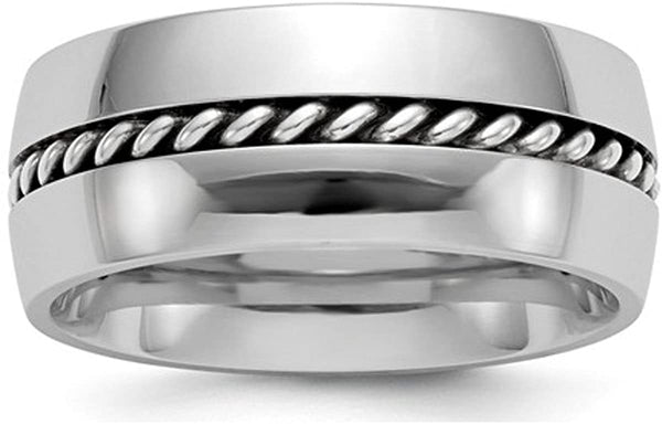 Edward Mirell Cobalt and Sterling Silver Braided 9mm Comfort-Fit Band, Size 8.5