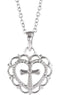 Scalloped Heart with Cross Sterling Silver Youth Pendant Necklace, 16" and 18" (15.50X11.70 MM)