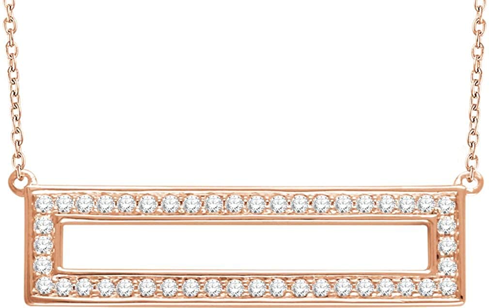 Diamond Rectangle Necklace in 14k Rose Gold, 16-18" (3/8 Cttw)