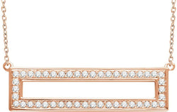 Diamond Rectangle Necklace in 14k Rose Gold, 16-18" (3/8 Cttw)