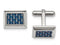 Stainless Steel Blue Carbon Fiber Inlay Rectangle Cuff Links