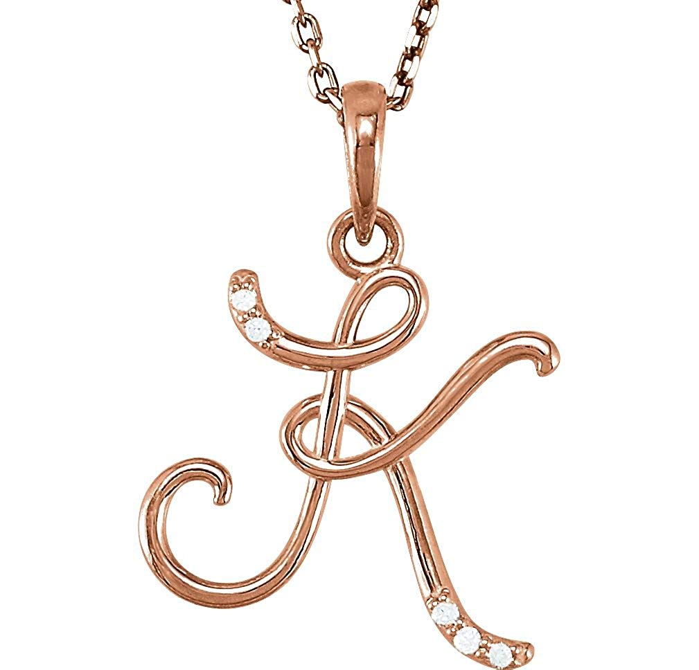 5-Stone Diamond Letter 'K' Initial 14k Rose Gold Pendant Necklace, 18" (.03 Cttw, GH, I1)