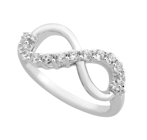 Infinity CZ Rhodium Plated Sterling Silver Ring