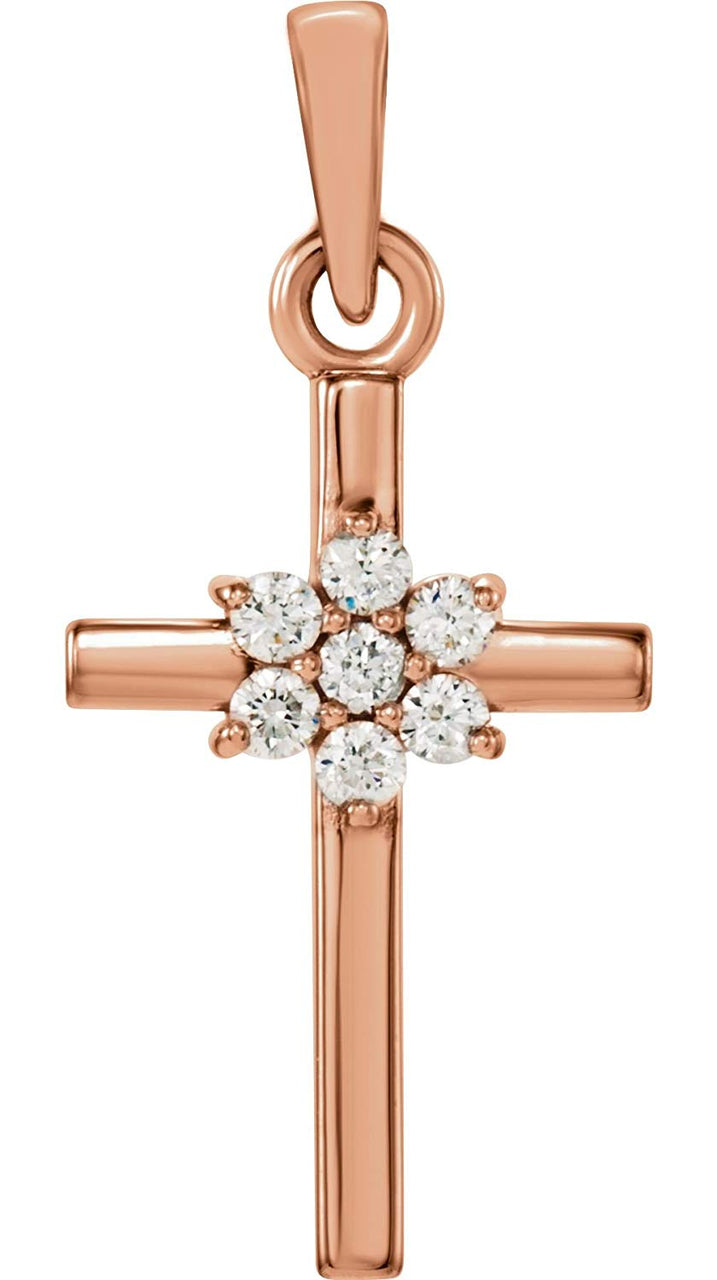 Diamond Cross Pendant in 14k Rose Gold (.07 Cttw )