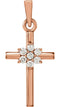 Large 7-Stone Diamond Cluster Christian Cross 14k Rose Gold Pendant (1/10 Ctw) 30.40X16.26MM