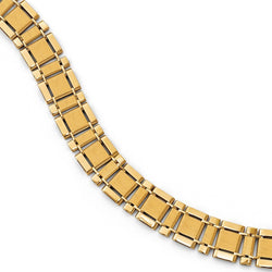 Men's Polished and Brushed 14k Yellow Gold Link Bracelet, 8"
