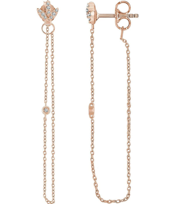 Diamond Chain Earrings, 14k Rose Gold (.08 Ctw, Color H+, Clarity I1)