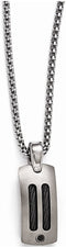 Edward Mirell Titanium Black Cable and Black Diamond with Sterling Silver Bezel Pendant Necklace, 20" (.06Ct)