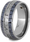 White Sapphire, Gibeon Meteorite, Cobaltium Mokume 8.5mm Comfort-Fit Titanium Wedding Band, Size 15.25