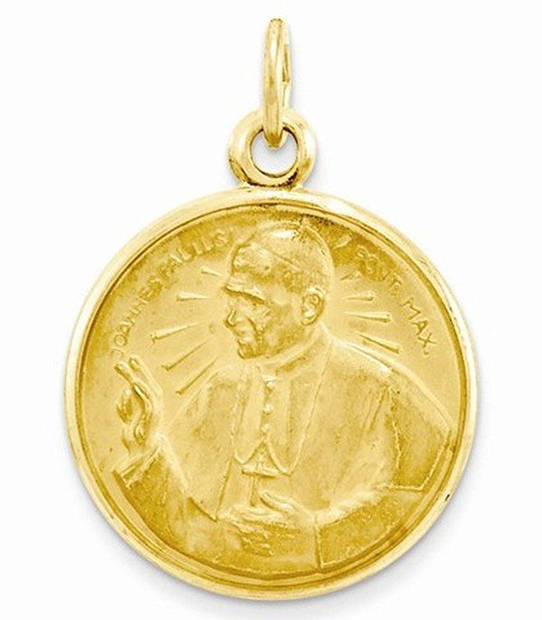 14k Yellow Gold Pope John Paul II Medal Charm