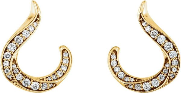 Diamond Crescent Earrings, 14k Yellow Gold (.375 Ctw, GH Color, I1 Clarity)