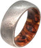 Sindora Wood Inner Sleeve 6mm Comfort Fit Deep Frosted Titanium Ring , Size 4.5