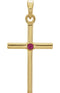 Ruby Inlay Cross 14k Yellow Gold Pendant (22.8x11.3MM)