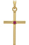 Ruby Inlay Cross 14k Yellow Gold Pendant (30.6x16.6MM)