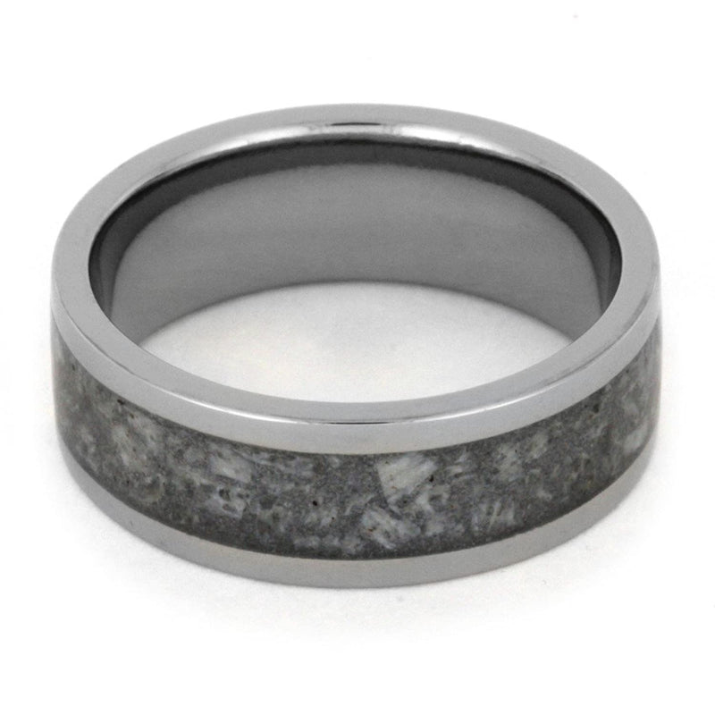 Deer Antler Inlay, Light Tone Titanium 8mm Comfort-Fit Ring