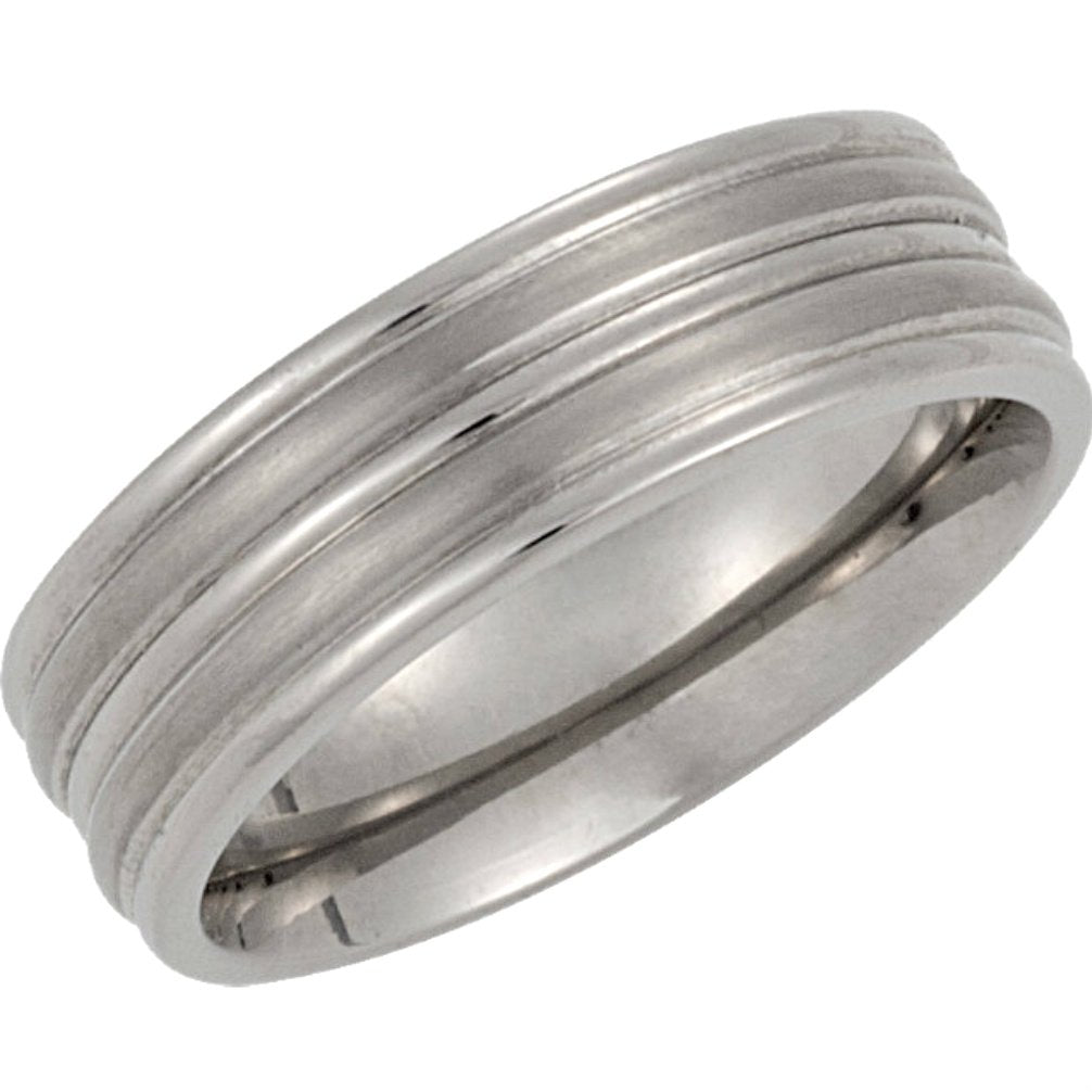 8mm Titanium Ridged Polished Band Sizes 7 to 12.5