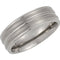 8mm Titanium Ridged Polished Band Sizes 7 to 12.5