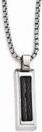 Edward Mirell Titanium and Black Memory Cable with Stainless Steel Pendant Necklace, 20"