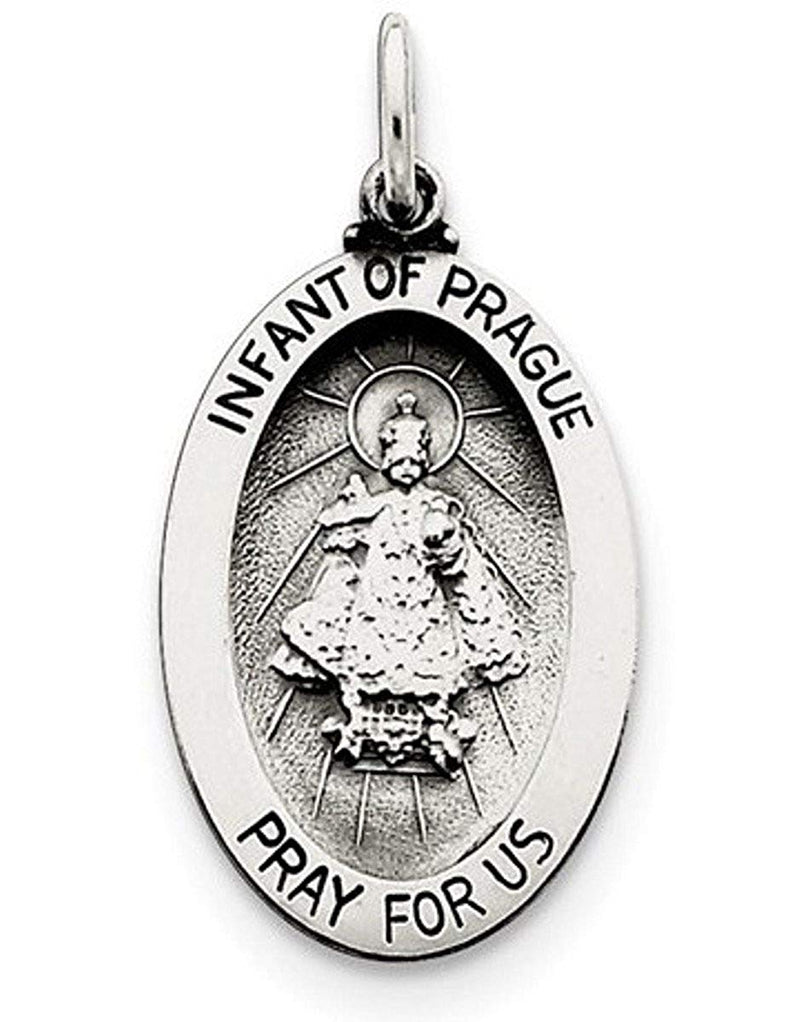 Sterling Silver Antiqued Infant of Prague Medal (20X14MM)