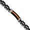 Men's Stainless Steel 11mm Black and Orange Polyurethane Link ID Bracelet, 8.5"