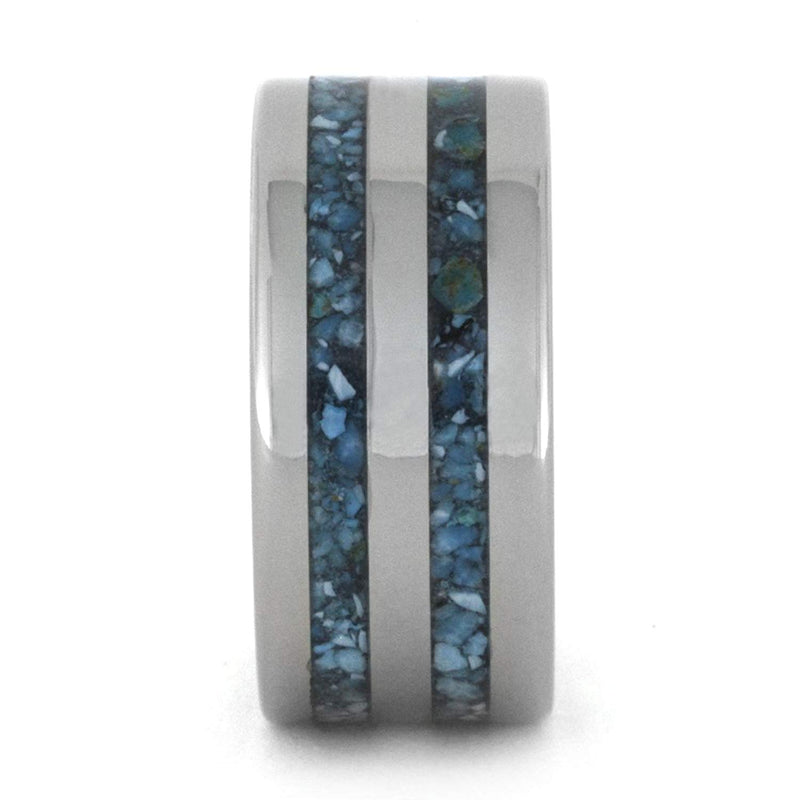 Turquoise Inlay 10mm Comfort-Fit Titanium Band