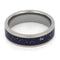 Blue Meteorite and 14k White Gold Stardust 6mm Comfort-Fit Titanium Band