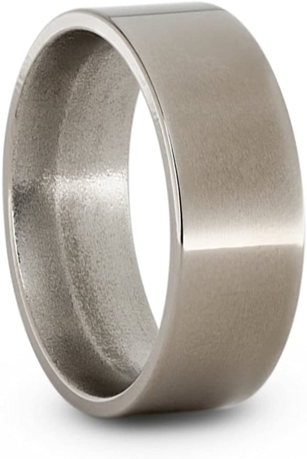 Flat Profile Solid Titanium 8mm Comfort-Fit Polished Band, Size 14