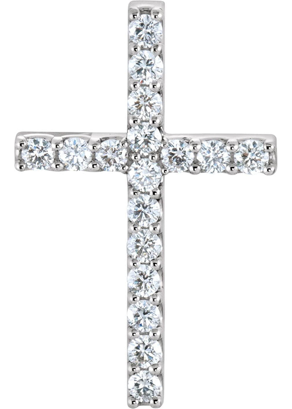 Platinum Diamond Petite Cross Pendant (.625 Ctw, G-H Color, I1 Clarity)