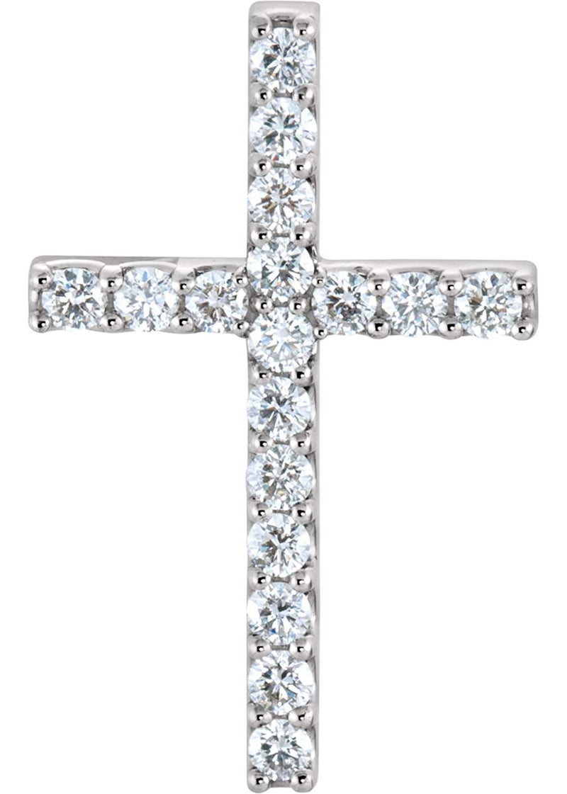 Diamond Petite Cross Rhodium-Plated 14k White Gold Pendant (.625 Ctw, G-H Color, I1 Clarity)