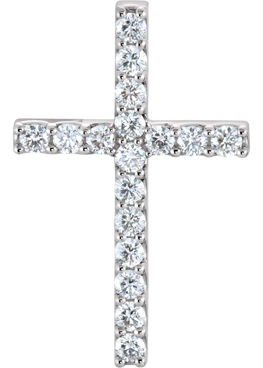 Diamond Petite Cross Rhodium-Plated 14k White Gold Pendant (.625 Ctw, G-H Color, I1 Clarity)