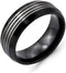 Brushed Grey Titanium, Black Ti 8mm Beveled Edge Band, Size 10.5