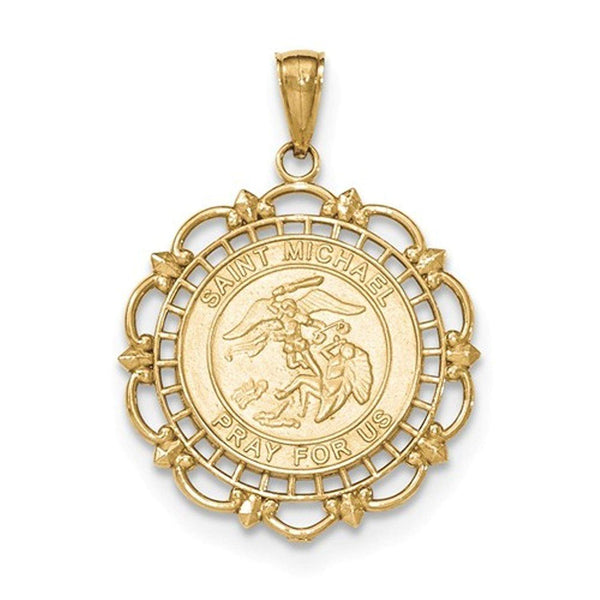 14k Yellow Gold Saint Michael Medal Pendant