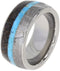 Turquoise, Dinosaur Bone, Gibeon Meteorite 9mm Comfort Fit Titanium Band, Size 6.25