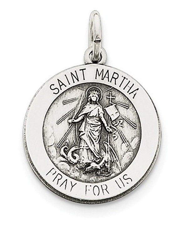 Sterling Silver Antiqued Saint Martha Medal (25X20MM)