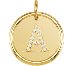 Diamond Initial "A" Round Pendant, 18k Yellow Gold-Plated Sterling Silver (.07 Ctw, Color G-H, Clarity I1 )