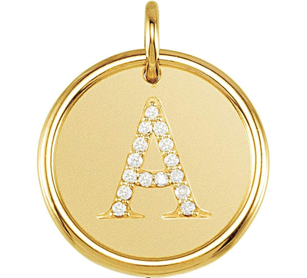Diamond Initial "A" Round Pendant, 18k Yellow Gold-Plated Sterling Silver (.07 Ctw, Color G-H, Clarity I1 )