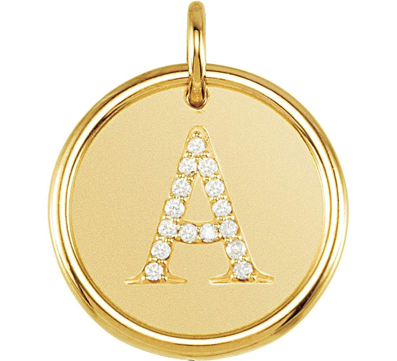 Diamond Initial "A" Pendant, 14k Yellow Gold (.07 Ctw, Color G-H, Clarity I1 )