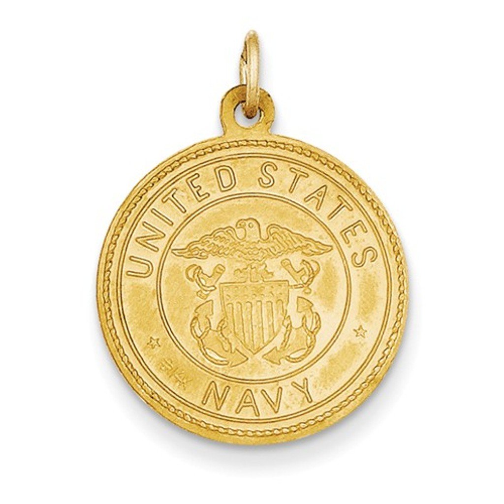 14k Yellow Gold US Navy Saint Christopher Medal Pendant (25X19MM)