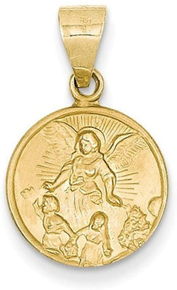 18k Yellow Gold Guardian Angel Medal Pendant (23X13MM)