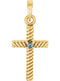 Swiss Blue Topaz Rope-Trim Cross 14k Yellow Gold Pendant (31.95x16.3MM)