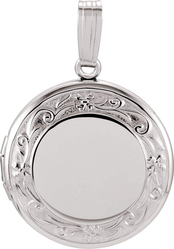 Scrollwork Round Locket, Sterling Silver