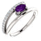Platinum Amethyst and Diamond Bypass Ring (.125 Ctw, G-H Color, S12-S13 Clarity), Size 6.75