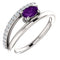 Platinum Amethyst and Diamond Bypass Ring (.125 Ctw, G-H Color, S12-S13 Clarity)