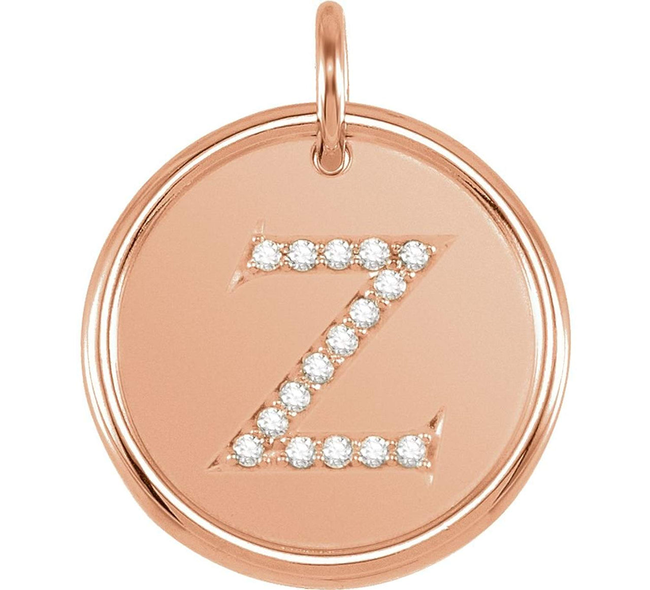 Diamond Initial "Z" Pendant, 14k Rose Gold (.08 Ctw, Color GH, Clarity I1)