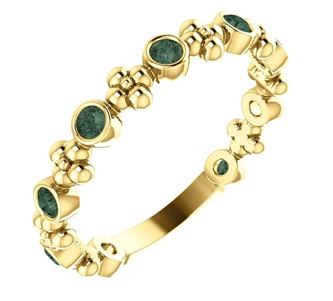 Genuine Alexandrite Beaded Ring, 14k Yellow Gold