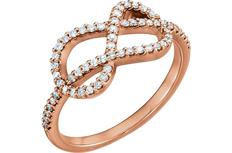 Diamond Knot Ring, 14k Rose Gold (1/3 Ctw, Color G-H, Clarity I1), Size 6.5