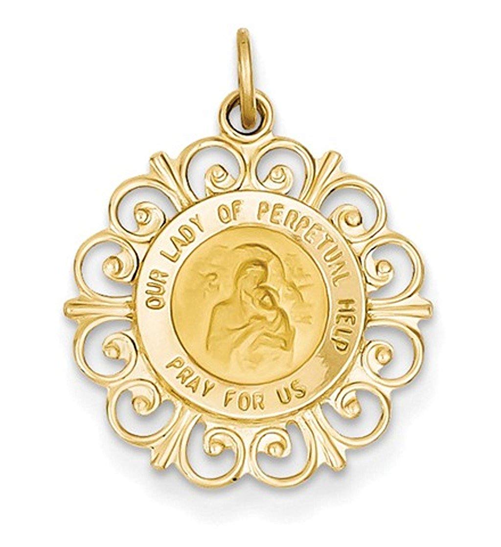 14k Yellow Gold Our Lady of Perpetual Help Medal Charm (24X19MM)