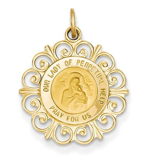 14k Yellow Gold Our Lady of Perpetual Help Medal Charm (24X19MM)