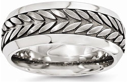Soul Collection Titanium and Stainless Steel Wheat-Grain 9mm Beveled Bands,Size 11